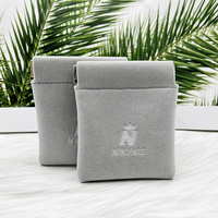 Pochette élastique en velours gris personnalisée en usine pour montre, collier, bague, bracelet, briquet – Emballage de protection avec logo imprimé