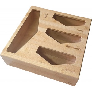 Wooden <b>Storage</b> <b>Box</b> For Plastic Bags Quart Sandwich Snack Gallon Organizer Drawer <b>Kitchen</b> Desktop Space Saving - Product Image 4