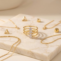 Ensemble de bagues tendance en acier inoxydable plaqué or 18 carats, or et argent, étanche, haute couleur, non allergène
