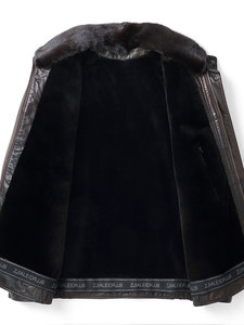 Giacca in Pelle <span class=keywords><strong>da</strong></span> <span class=keywords><strong>Uomo</strong></span> Formale con Cappuccio e Fodera in <span class=keywords><strong>Visone</strong></span>, Colletto Rovesciato, Chiusura a Cerniera, Impermeabile, Ecologica, per l'Inverno, Vendita all'Ingrosso - Product Image 3