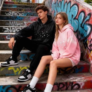 Novedad 2026: Sudadera con capucha tie-dye superventas estilo urbano con pedrería en toda la superficie, oversize y corte cropped para hombre - Product Image 3