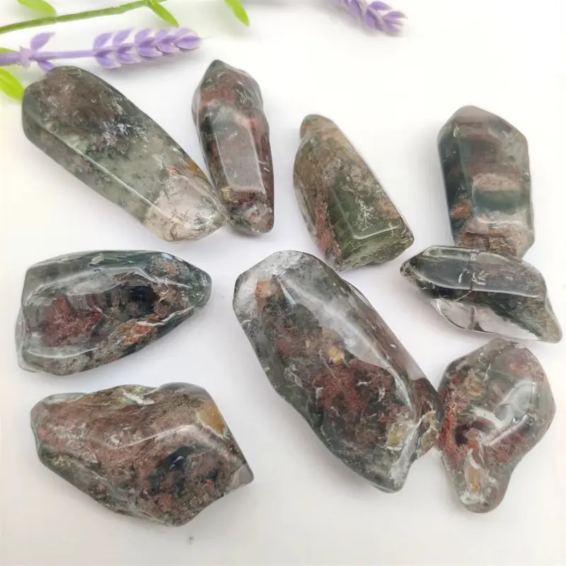 Wholesale Hot Sale garden quartz crystal tumble polished ghost quartz free shape crystal gemstone for decoration