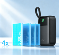 Prix d'usine OEM/ODM, charge super rapide 65W, batterie externe semi-solide 20000mAh haute capacité avec câble Type C, écran TFT