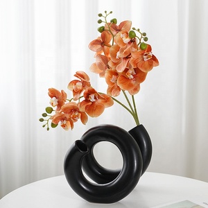 <span class=keywords><strong>Vaso</strong></span> in Ceramica Nordico Bianco e <span class=keywords><strong>Nero</strong></span>, <span class=keywords><strong>Vaso</strong></span> per Fiori con Smalto Opaco, Portafiori per Idrocoltura e Fiori Secchi, Arredamento Minimalista - Product Image 4