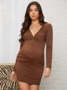 Vestido de Maternidad Micromodal, Ropa de Maternidad, Pijama para Mujeres Embarazadas, Camisón de Punto para Fotografía, Vestido de Embarazo - Product Image 2