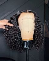Perruque Courte Bob Ondulée Profonde Pas Chère, Cheveux Naturels Vietnamiens Bruts, Perruques Cheveux Humains Frisés Kinky avec Dentelle HD Frontale