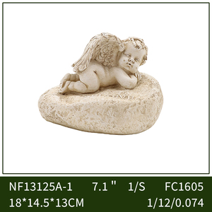 Statua da Giardino in Resina di Angelo Dormiente su Roccia, Decorazione Vintage Bianca per Patio, Prato e Tombe - Product Image 2