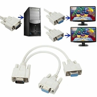 Câble séparateur VGA Y 15pin blanc SVGA mâle à deux femelles adaptateur Support 1080P Full HD pour PC, moniteur, projecteur