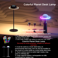 Lampe de table créative RGBIC en forme de lune, veilleuse musicale d'ambiance, lampe de planète, décoration intérieure, lumière d'ambiance pour maison intelligente, lampe bouteille de vin