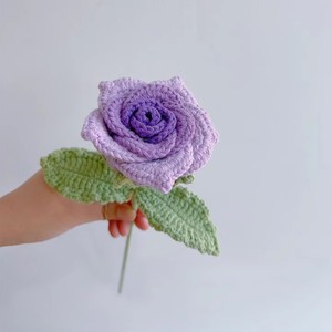 2025 Crochet fleur artificielle Rose plante fleur bouquet Valentine cadeau décoration de mariage à la main <span class=keywords><strong>tige</strong></span> rose petite fleur rose - Product Image 6