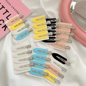 Pinces à <span class=keywords><strong>cheveux</strong></span> plates sans plis, 5 couleurs, 20 pièces, en plastique mat et métal, barrettes crocodiles pour franges latérales, pour femmes, en gros - Product Image 2