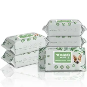 Organic Paw Ear Eye pet grooming wipes Biodegradable pet wipes Deodorant Bamboo Puppy Pet cleaning Wet Wipes