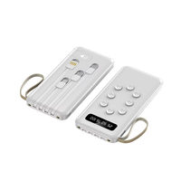 Banque d'alimentation portable mini Li-Polymère 10000mAh avec écran LED, 4 câbles intégrés, USB Type-C, haute capacité, sortie 10W, personnalisable