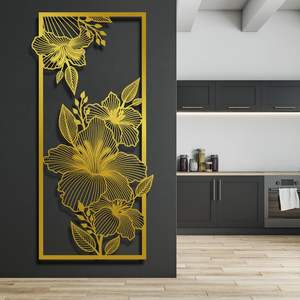 Art mural en métal unique fait à la main avec des motifs floraux pour les espaces de bureau d'intérieur à la maison ou le but de cadeau conçu et les matériaux de qualité supérieure - Product Image 1