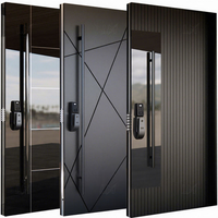 Porte pivotante en aluminium coulé sur mesure de haute qualité, motif géométrique moderne, porte d'entrée sécurisée résidentielle