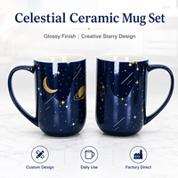 Ciel étoilé motif personnalisé céramique couleur changeante magique tasse à café chaleur réactive grande taille porcelaine cadeau tasse