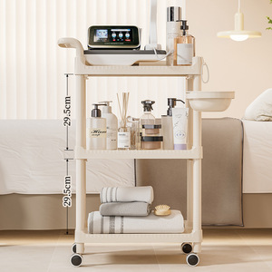 Chariot de rangement à 3 niveaux avec roulettes, amovible, facile à nettoyer, pour la maison, la chambre, le salon de beauté - Product Image 4
