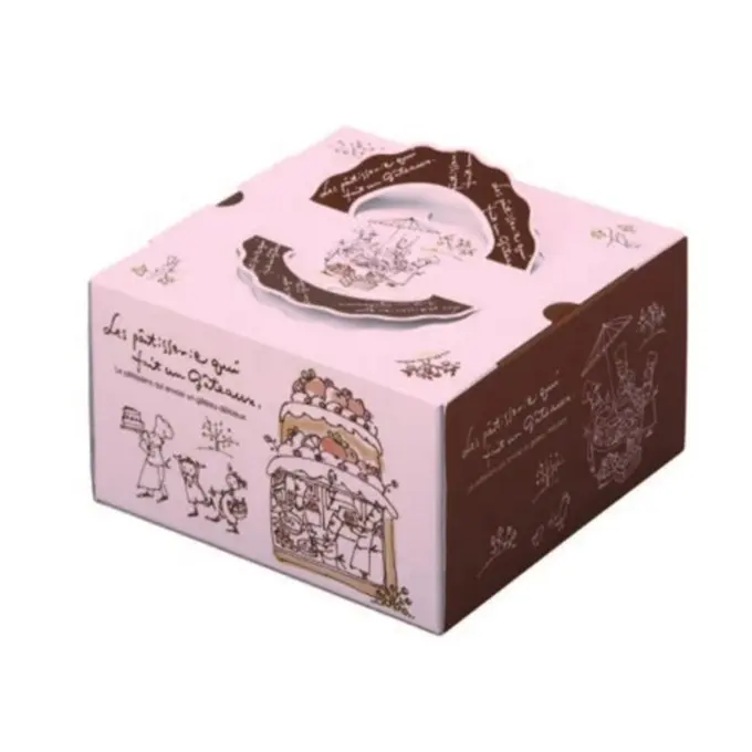 Kotak Kue Kustom Kotak Kue Besar Kertas Pernikahan Ulang Tahun Pesta Grosir dengan Pegangan