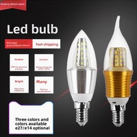 Ampoule LED Super Lumineuse E27/E14 à Changement de Couleur Tricolore, Source de Lumière Économe en Énergie 5W/7W, Ampoule à Pointe de Bougie pour Usage Domestique et Lustres