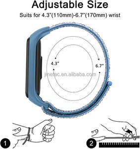 Ademende Polsbandjes Met Haak En Lus Gesp Mi Band <span class=keywords><strong>3</strong></span> 4 5 6 Gevlochten Mylon Slimme Horlogeband Voor Xiaomi 7 - Product Image 3