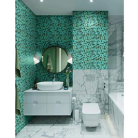 Mosaïque carrée en verre brillant 20x20mm de conception européenne moderne pour application murale intérieure de cuisine et d'hôtel, design graphique