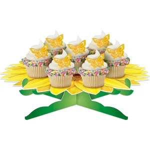 Sunflower Paper Tray Wedding Birthday Party Cupcake Dessert Plate 11.5 Inches Single Layer Disposable Cake Stand