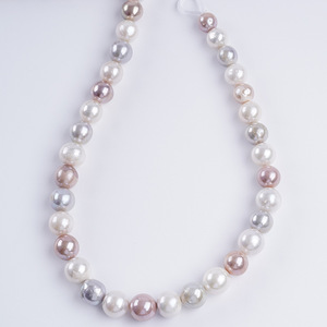 Chaîne de perles d'eau douce naturelles en gros, 11-13 mm, perles d'Edison blanches avec huile brillante, accessoires de vêtements DIY, collier - Product Image 5