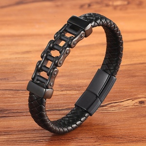Bracciale in Pelle da <span class=keywords><strong>Uomo</strong></span> con Catena di Bicicletta in Acciaio Inox, Design Punk con Motivi Speciali, Multicolore, Regalo di Compleanno - Product Image 3