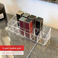 Boîte de rangement pour pinceaux de maquillage rouge à lèvres à compartiments multiples Design moderne Trendy Transparent Organisateur de brillant à lèvres de bureau