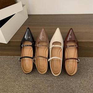 Zapatos de Tacón Fino con Doble Correa y Punta Puntiaguda, Tipo Mary Jane, Formales para Mujer, Verano y Otoño, con Hebilla de Cuero Genuino, que Aumentan la Estatura - Product Image 5