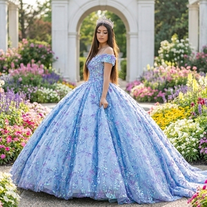 ชุดราตรีผ้าชีฟองประดับเลื่อมแบบวินเทจ แขนกุด หรูหรา ทรงบอลกาวน์ สำหรับสุภาพสตรี ออกงานปาร์ตี้ คอรูปหัวใจ รุ่น 9958 - Product Image 1