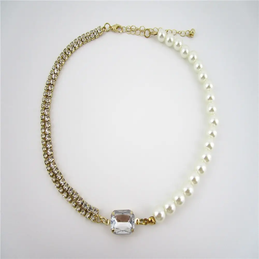 vintage pearl necklace rhinestone choker necklace