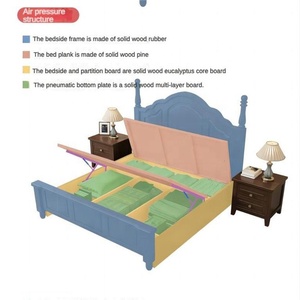 Ensemble de meubles de chambre à coucher moderne, <span class=keywords><strong>lit</strong></span> en bois bon marché, personnalisation du design, <span class=keywords><strong>lit</strong></span> double en bois massif avec cadre en cuir, taille <span class=keywords><strong>king</strong></span>-size - Product Image 6