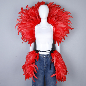 Ensemble de plumes cousues à la main pour spectacle de scène, mode douce, ailes détachables et jupe à paillettes, cosplay, <span class=keywords><strong>Halloween</strong></span>, carnaval, soirée - Product Image 1