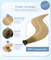 Extensions de cheveux russes vierges Remy à pointe plate en kératine, double épaisseur, lisses, invisibles, fournisseur de cheveux vierges Remy à pointe K