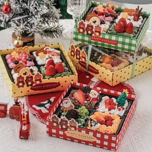 Bán buôn món tráng miệng Mousse bánh trái cây Cookies Đóng gói hộp độc lập 4 lưới dùng một lần trong suốt nắp món tráng miệng hiển thị hộp giấy - Product Image 1