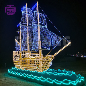 ไฟประดับตกแต่งรูปเรือคริสต์มาส 3 มิติ แบบ LED สำหรับห้างสรรพสินค้า รีสอร์ท สวนสนุก และงานเทศกาล - Product Image 5