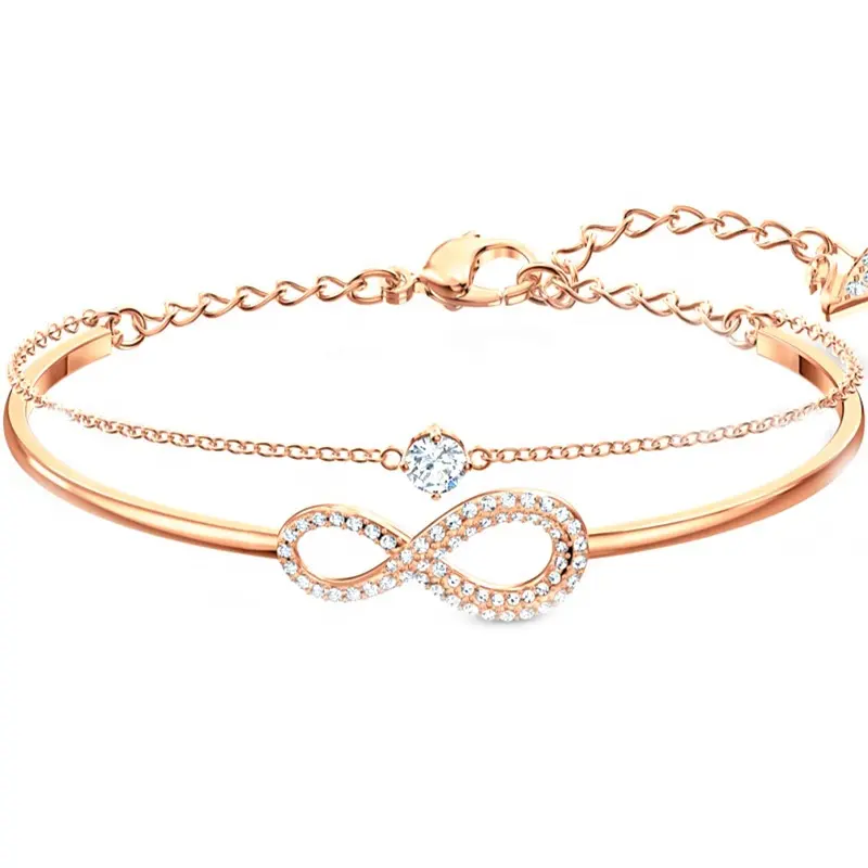 2022 New Silver Jewelry Zircon Crystal Bracelets Rose Gold Plated Infinity Bracelets Bangles