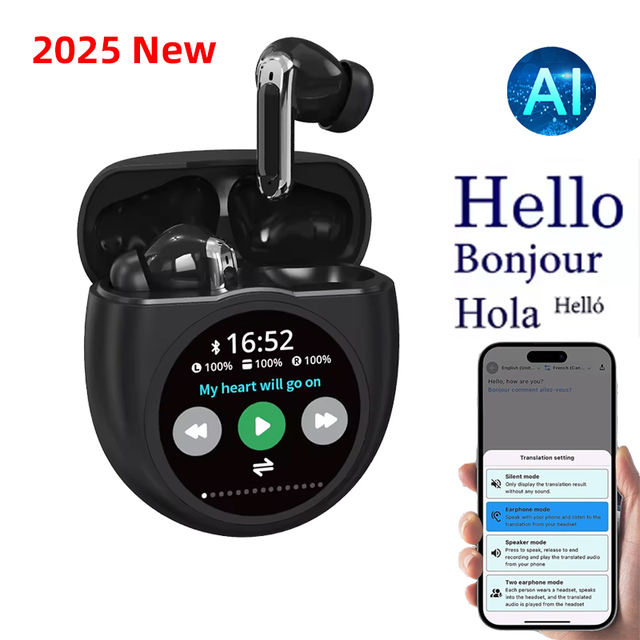 Smart Language Translator Two-Way Translation Earbuds 144 Languages ANC Noise Cancelling TWS Headphones Translator Earphone
