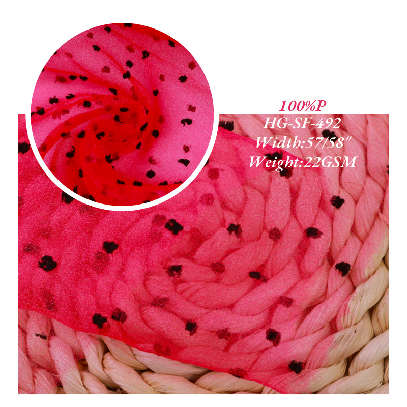 Быстрая доставка, эластичная дышащая ткань в горошек из 100% полиэстера, двухцветная ткань из органзы для блузки