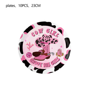 Kit de Décorations et Fournitures pour Fête d'Anniversaire Cowgirl Rose Thème Western Disco avec Bannière, Assiettes, Gobelets, Couverts, Ballons et Nappe - Product Image 2
