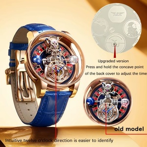 Montre-bracelet Pindu Man Business Coin Fashion, design transparent ajouré, Roulette Céleste, Quartz, résistance à l'eau 3 ATM, Acier Inoxydable - Product Image 1