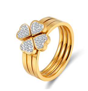 Exquisite 304 Stainless Steel Full ZIRCON Heart shaped <b>Ring</b> <b>Stacked</b> <b>Ring</b> Design 18K Gold Plated Trendy Jewelry for Women - Product Image 1