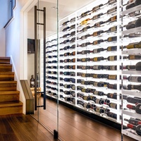 Présentoir à vin moderne en acrylique et acier inoxydable, éco-responsable, avec éclairage LED personnalisé et contrôle de température thermostatique Gradevin