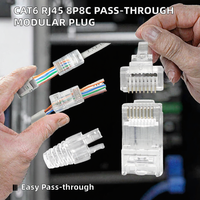 Connecteur mâle modulaire RJ45 8P Cat6 UTP JISJACK avec contacts en bronze phosphoreux et boîtier PC 12V - Eazy Cat6 à passage direct
