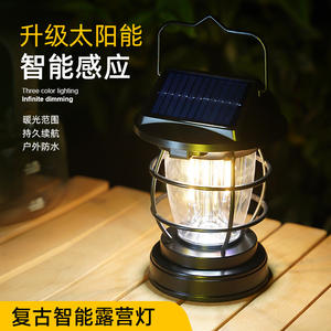 Linterna solar LED para camping, luz blanca cálida, impermeable, recargable por USB tipo C, para uso en el hogar y en campamentos. - Product Image 4