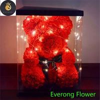 Vente en gros de rose en mousse PE, ours en peluche 40cm avec cœur, boîte cadeau lumineuse pour la fête de mariage, cadeau d'anniversaire de la Saint-Valentin