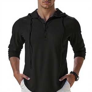 Long Sleeved Men's <b>Set</b> New Casual <b>Knitted</b> Cotton Hooded T-Shirt Pants Solid Color Outdoor Anti-pilling 220g Plain Dyed Versatile - Product Image 6