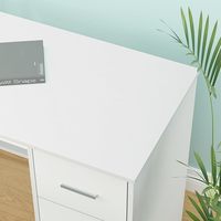 Bureau en L avec tiroirs à dossiers, bureau d'ordinateur en bois métallique d'angle réversible avec armoire de rangement