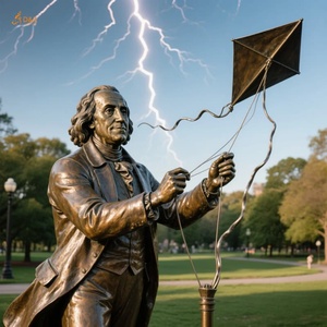 Большой ручной литой латунный змей для привлечения молнии в натуральную величину, знаменитая Бронзовая статуя Бенджамина Франклина для парковой площади - Product Image 3